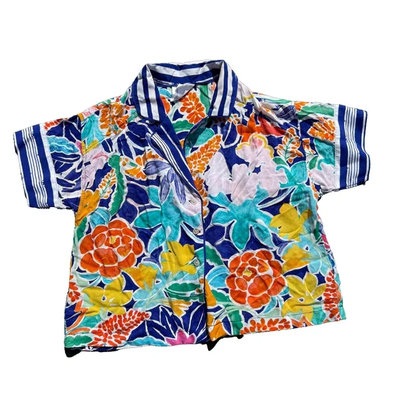 The Art of Anthropologie Sisters Gulassa Floral Striped Button Up Top Blouse A5 - Picture 1 of 3